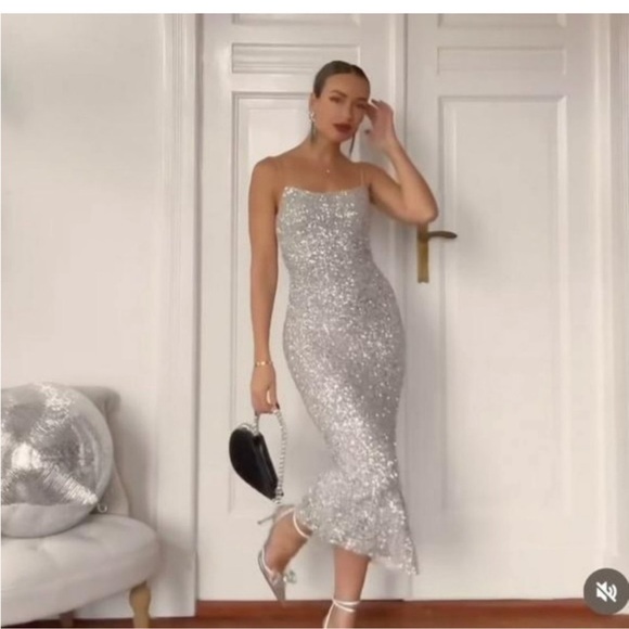 Zara SEQUIN SLIP DRESS ZW COLLECTION - Picture 15 of 16